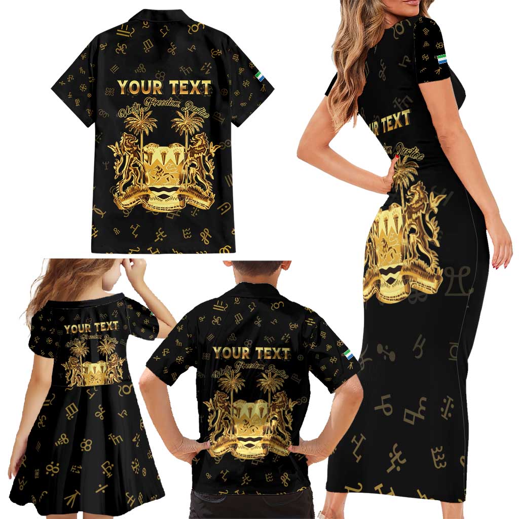 Personalized Sierra Leone Vai Syllabary Heritage Family Matching Short Sleeve Bodycon Dress and Hawaiian Shirt National Emblem Golden Style - Wonder Print Shop