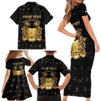 Personalized Sierra Leone Vai Syllabary Heritage Family Matching Short Sleeve Bodycon Dress and Hawaiian Shirt National Emblem Golden Style - Wonder Print Shop