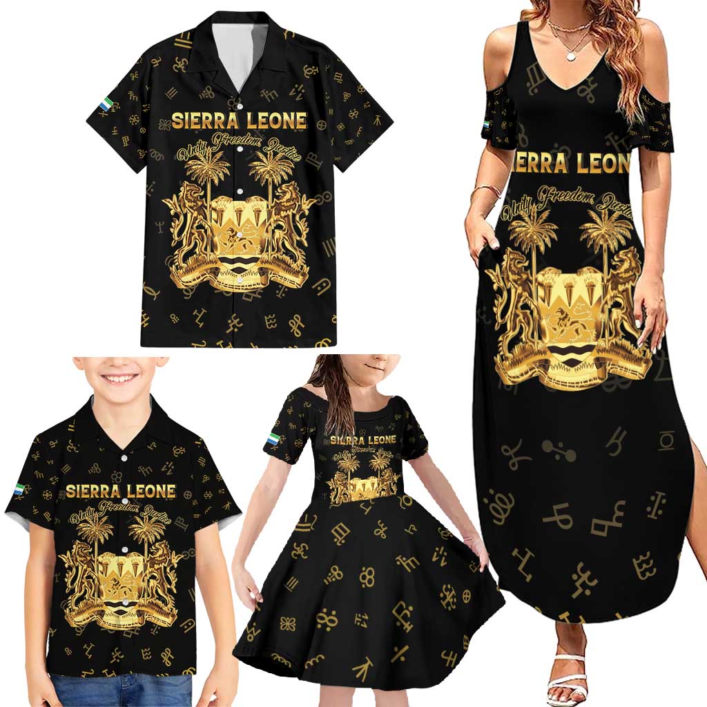 Personalized Sierra Leone Vai Syllabary Heritage Family Matching Summer Maxi Dress and Hawaiian Shirt National Emblem Golden Style - Wonder Print Shop