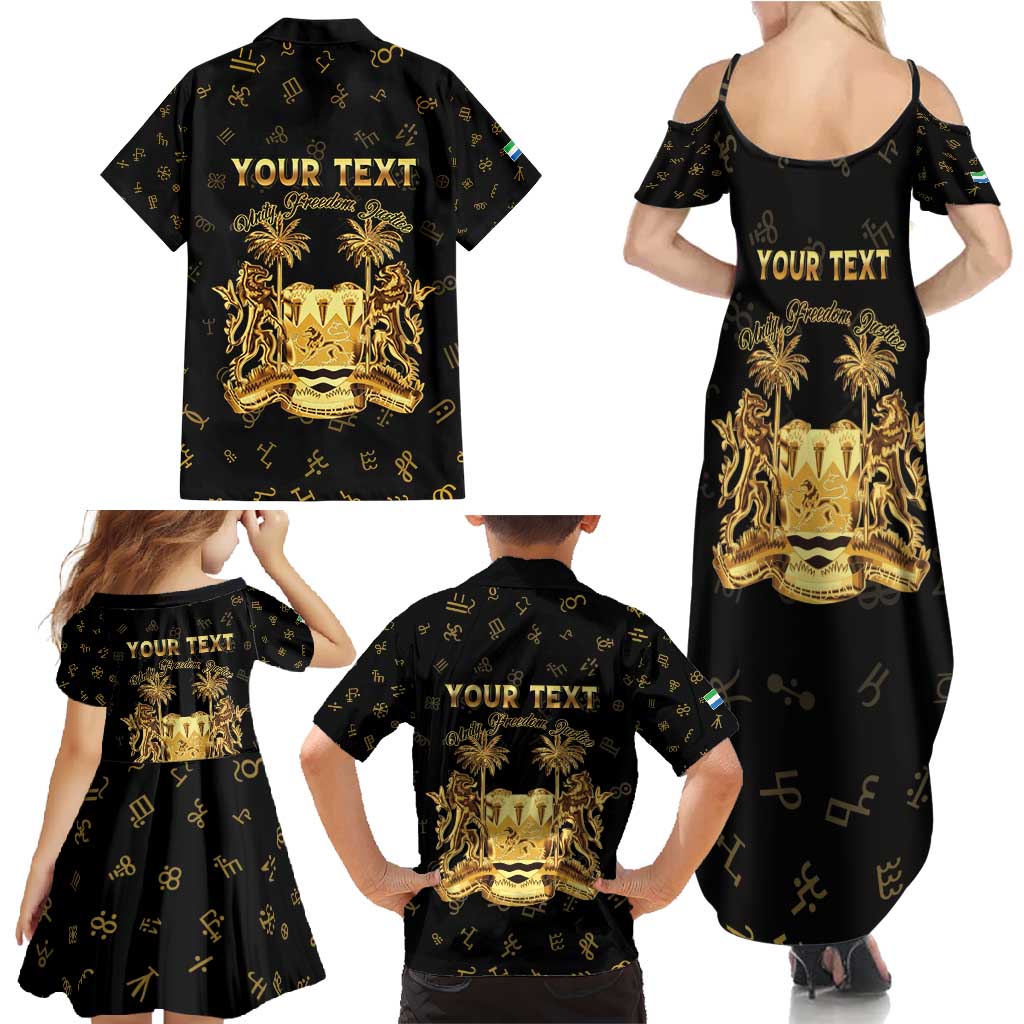 Personalized Sierra Leone Vai Syllabary Heritage Family Matching Summer Maxi Dress and Hawaiian Shirt National Emblem Golden Style - Wonder Print Shop