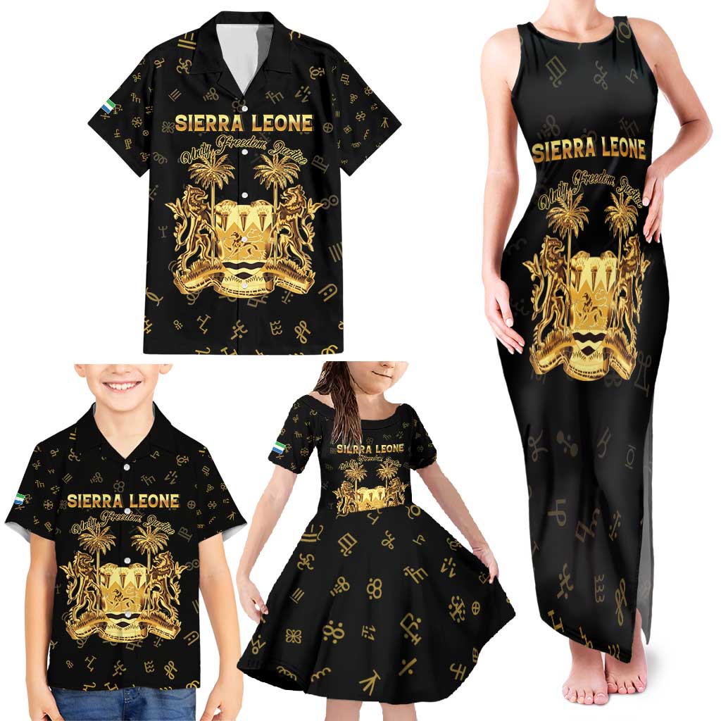 Personalized Sierra Leone Vai Syllabary Heritage Family Matching Tank Maxi Dress and Hawaiian Shirt National Emblem Golden Style - Wonder Print Shop