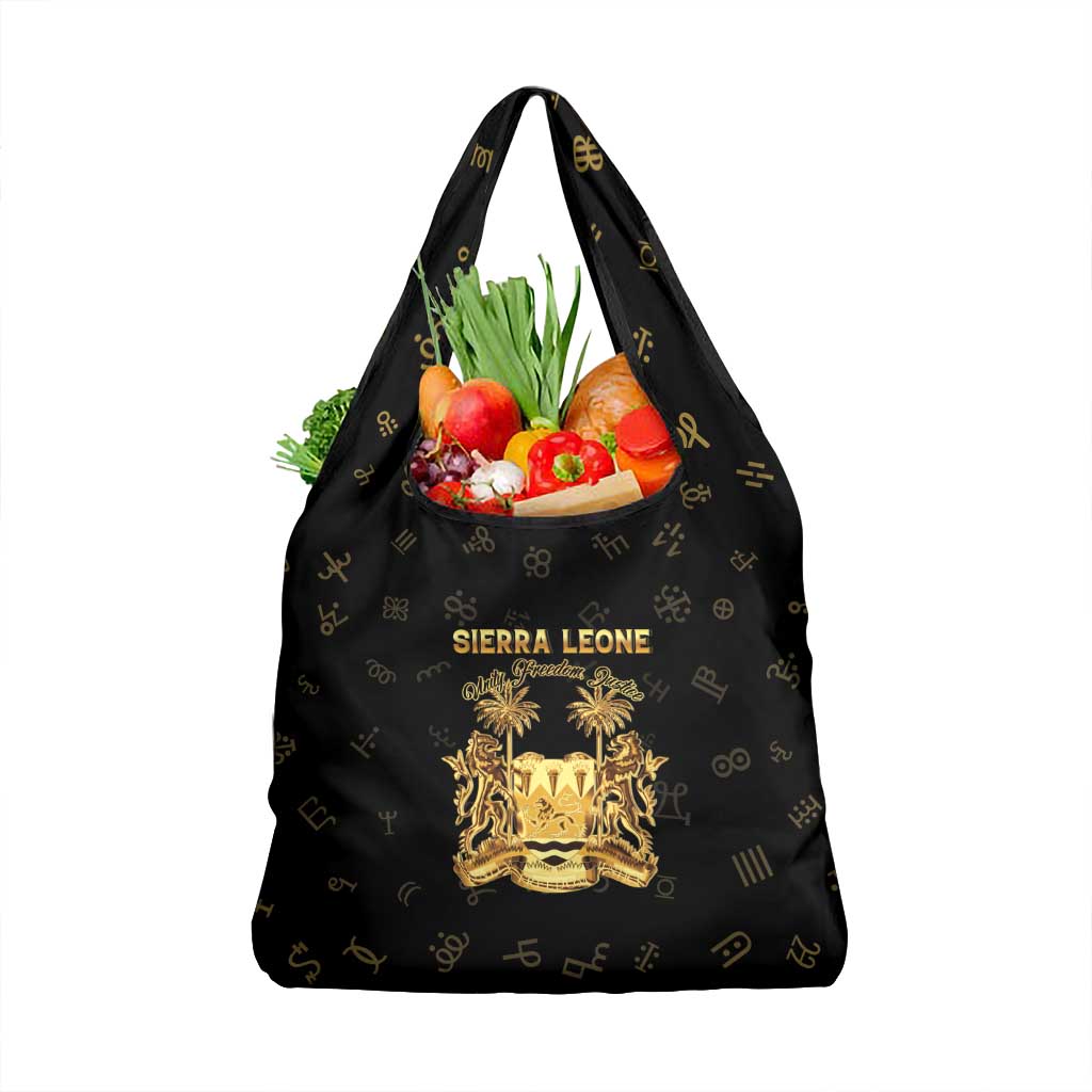 Sierra Leone Vai Syllabary Heritage Grocery Bag National Emblem Golden Style - Wonder Print Shop
