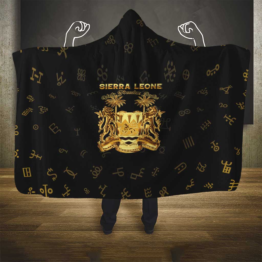 Sierra Leone Vai Syllabary Heritage Hooded Blanket National Emblem Golden Style - Wonder Print Shop