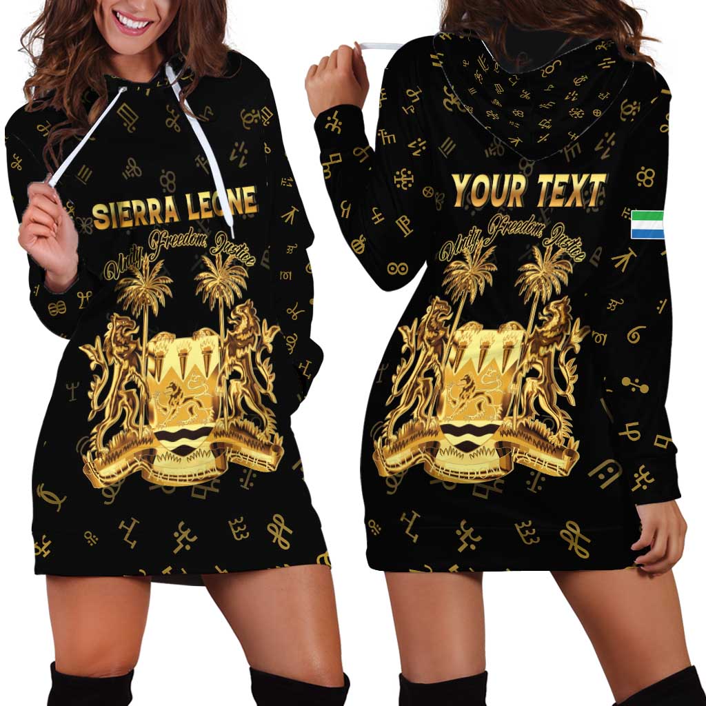 Personalized Sierra Leone Vai Syllabary Heritage Hoodie Dress National Emblem Golden Style - Wonder Print Shop