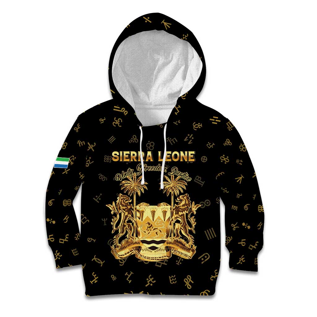 Personalized Sierra Leone Vai Syllabary Heritage Kid Hoodie National Emblem Golden Style - Wonder Print Shop