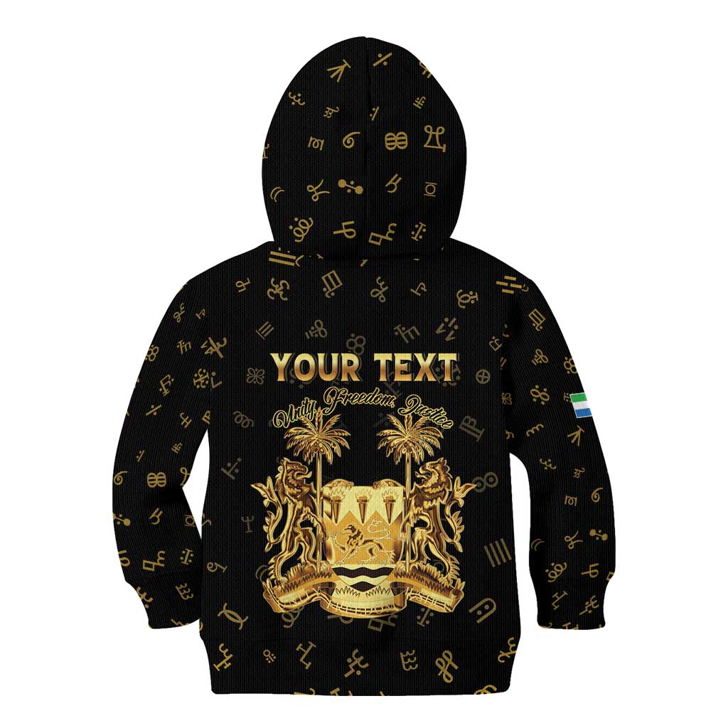 Personalized Sierra Leone Vai Syllabary Heritage Kid Hoodie National Emblem Golden Style - Wonder Print Shop
