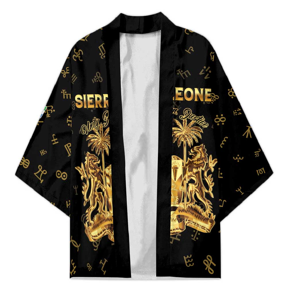 Personalized Sierra Leone Vai Syllabary Heritage Kimono National Emblem Golden Style - Wonder Print Shop