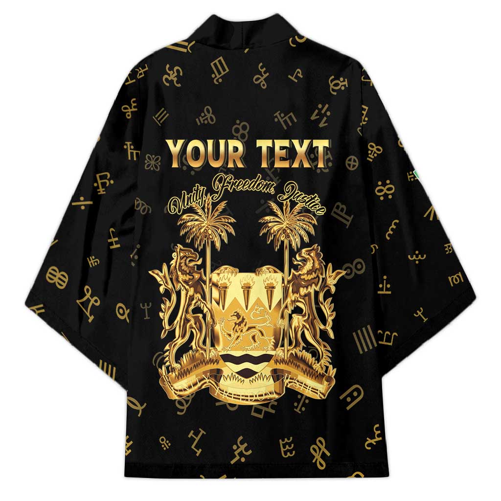 Personalized Sierra Leone Vai Syllabary Heritage Kimono National Emblem Golden Style - Wonder Print Shop