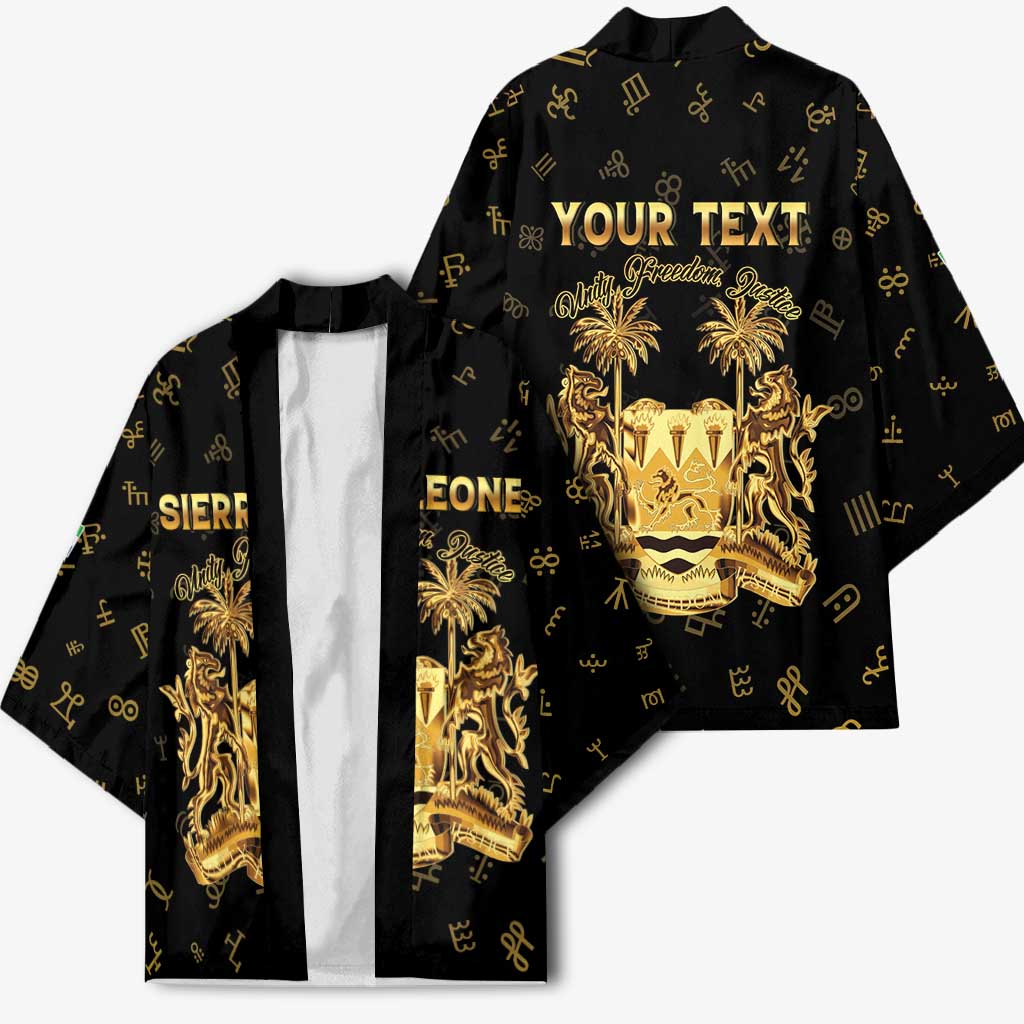 Personalized Sierra Leone Vai Syllabary Heritage Kimono National Emblem Golden Style - Wonder Print Shop