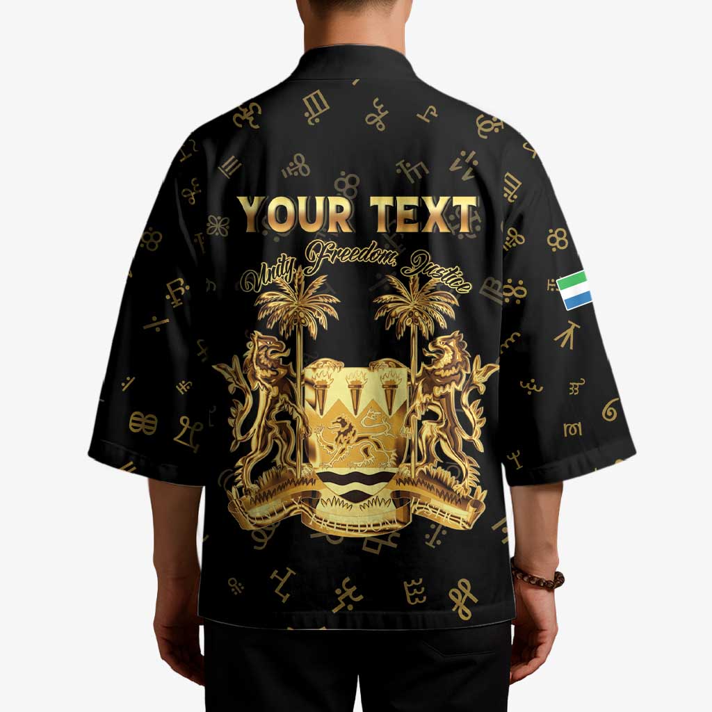 Personalized Sierra Leone Vai Syllabary Heritage Kimono National Emblem Golden Style - Wonder Print Shop