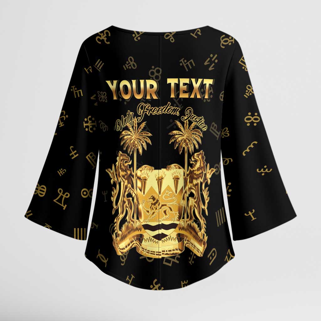 Personalized Sierra Leone Vai Syllabary Heritage Kimono Sleeve Blouse National Emblem Golden Style - Wonder Print Shop