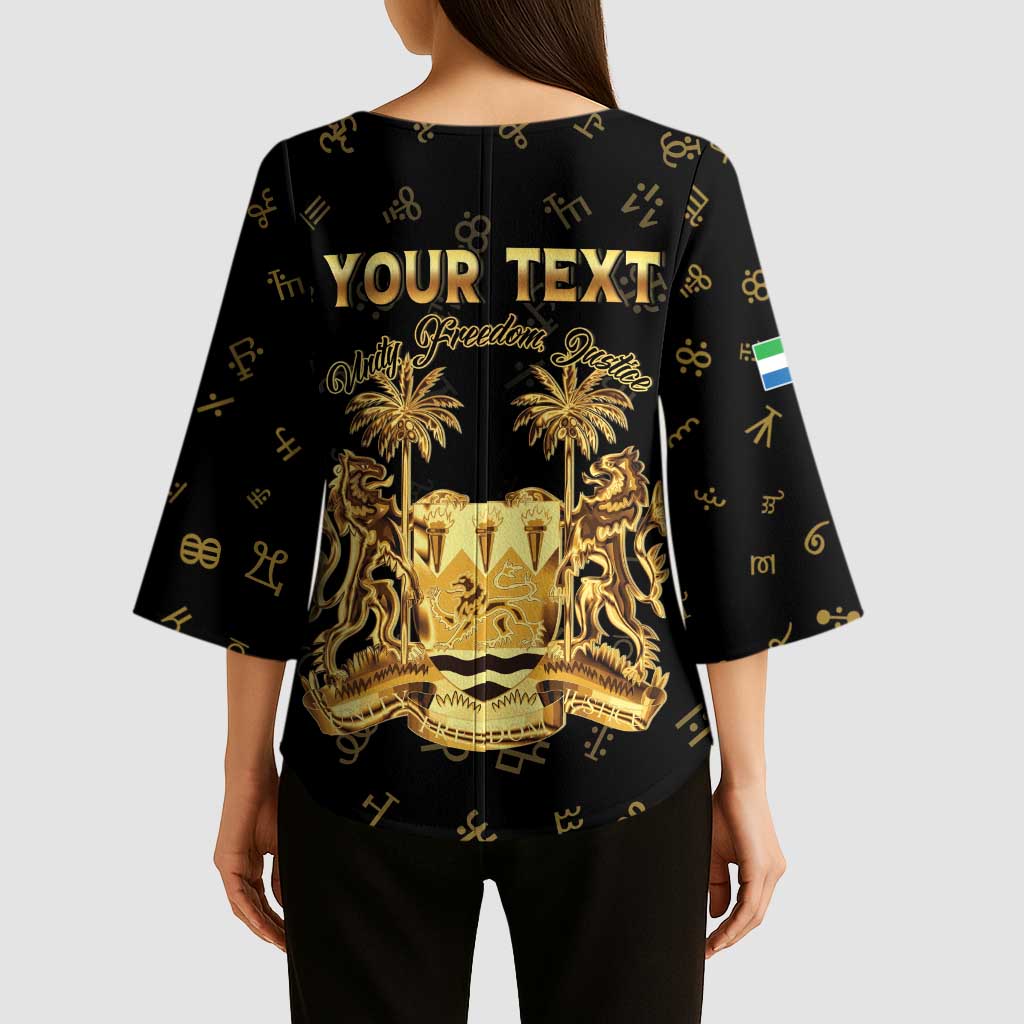 Personalized Sierra Leone Vai Syllabary Heritage Kimono Sleeve Blouse National Emblem Golden Style - Wonder Print Shop