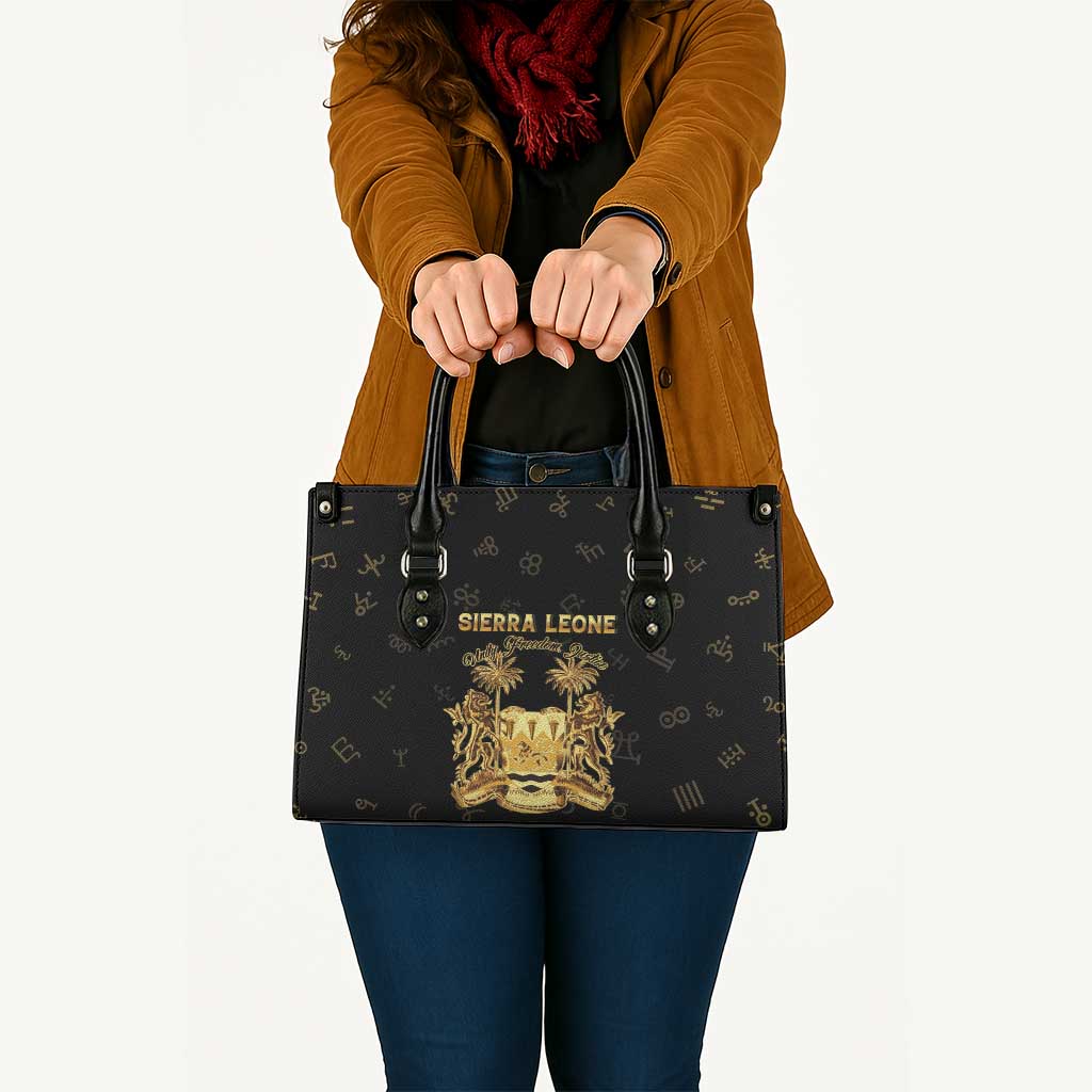 Sierra Leone Vai Syllabary Heritage Leather Bag National Emblem Golden Style - Wonder Print Shop