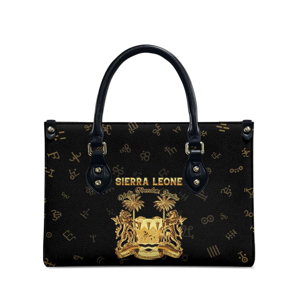 Sierra Leone Vai Syllabary Heritage Leather Bag National Emblem Golden Style - Wonder Print Shop