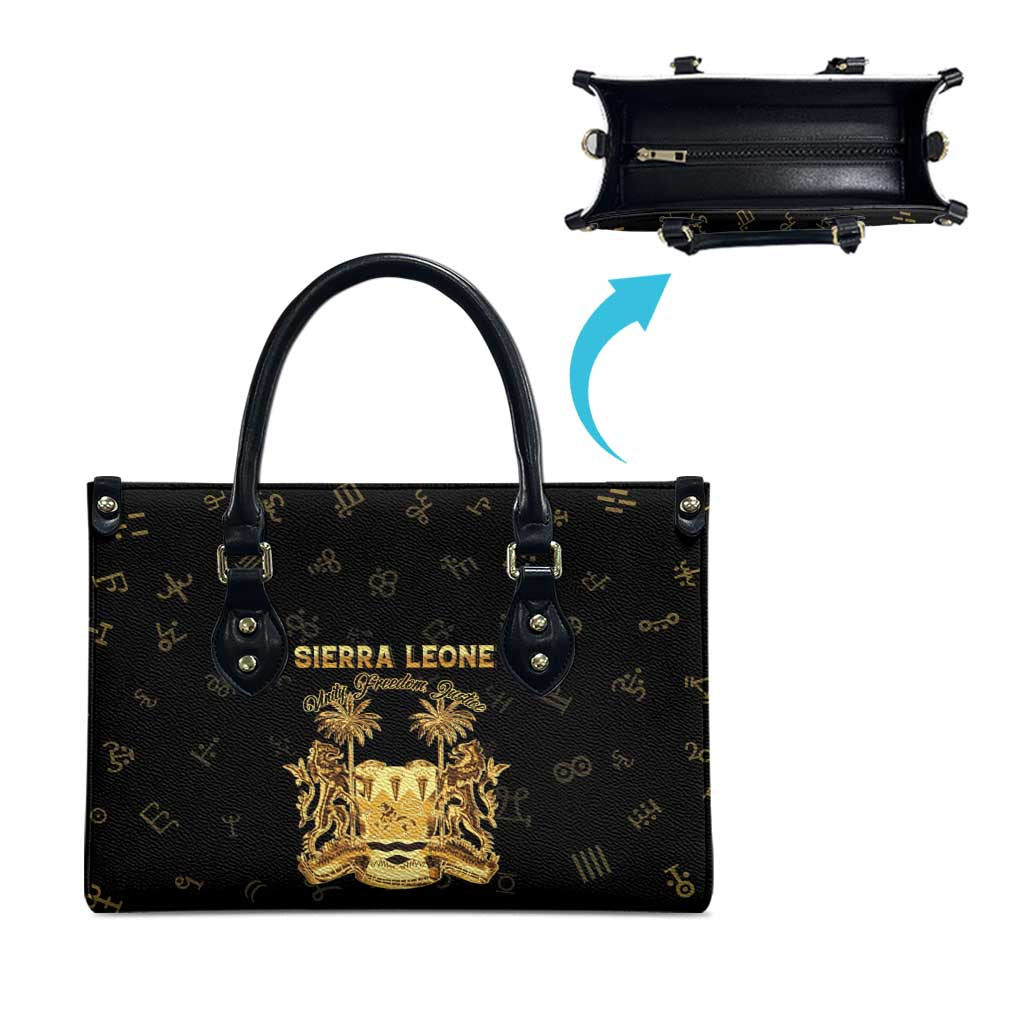 Sierra Leone Vai Syllabary Heritage Leather Bag National Emblem Golden Style - Wonder Print Shop