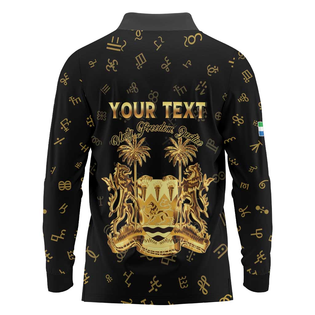 Personalized Sierra Leone Vai Syllabary Heritage Long Sleeve Polo Shirt National Emblem Golden Style - Wonder Print Shop