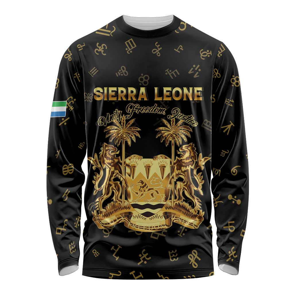 Personalized Sierra Leone Vai Syllabary Heritage Long Sleeve Shirt National Emblem Golden Style - Wonder Print Shop