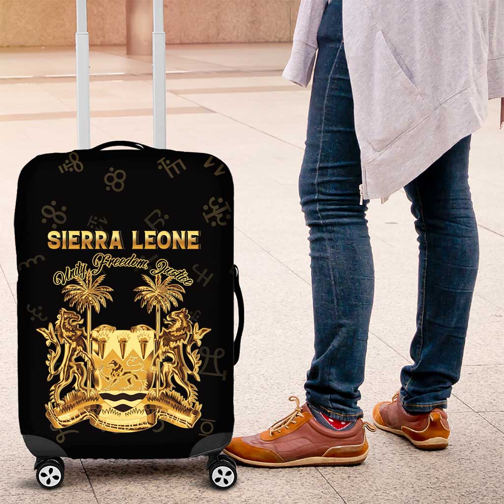 Sierra Leone Vai Syllabary Heritage Luggage Cover National Emblem Golden Style - Wonder Print Shop