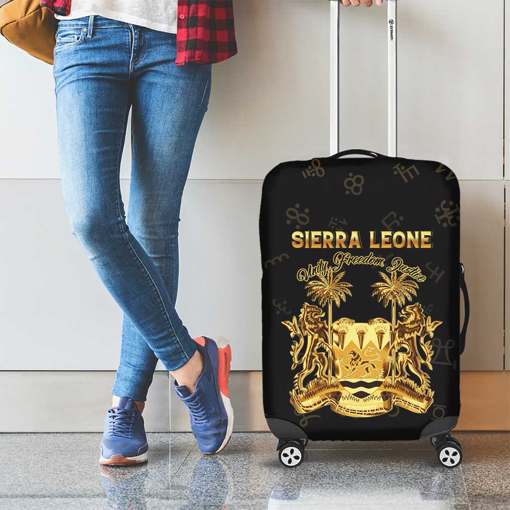 Sierra Leone Vai Syllabary Heritage Luggage Cover National Emblem Golden Style - Wonder Print Shop