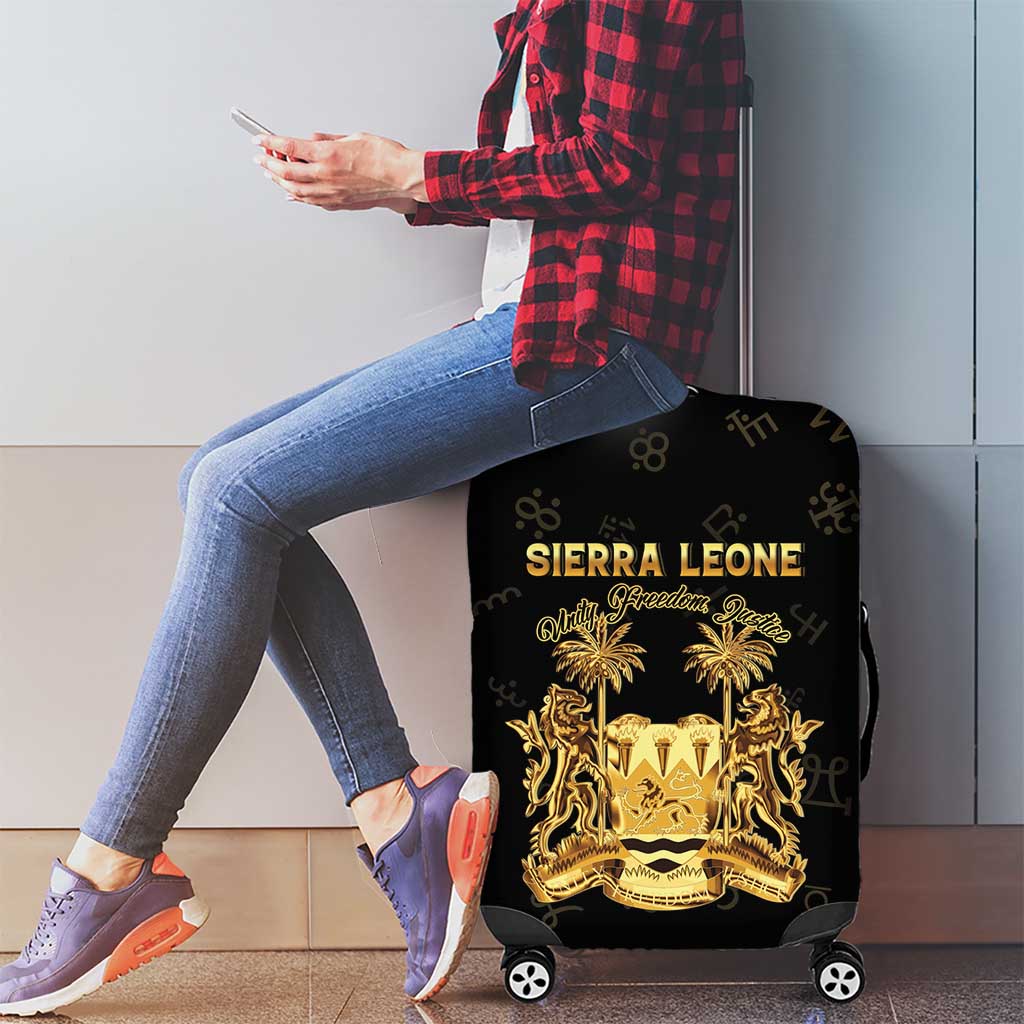 Sierra Leone Vai Syllabary Heritage Luggage Cover National Emblem Golden Style - Wonder Print Shop