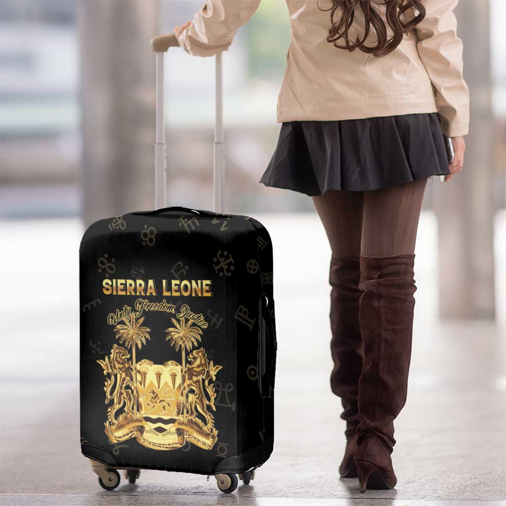 Sierra Leone Vai Syllabary Heritage Luggage Cover National Emblem Golden Style - Wonder Print Shop