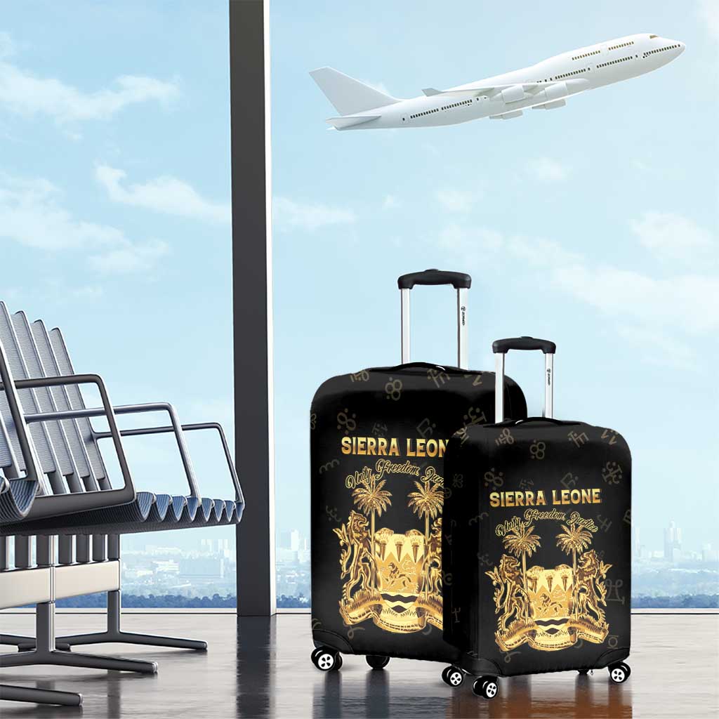 Sierra Leone Vai Syllabary Heritage Luggage Cover National Emblem Golden Style - Wonder Print Shop