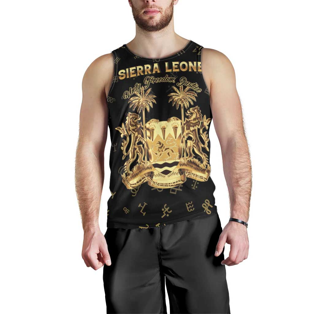 Personalized Sierra Leone Vai Syllabary Heritage Men Tank Top National Emblem Golden Style - Wonder Print Shop