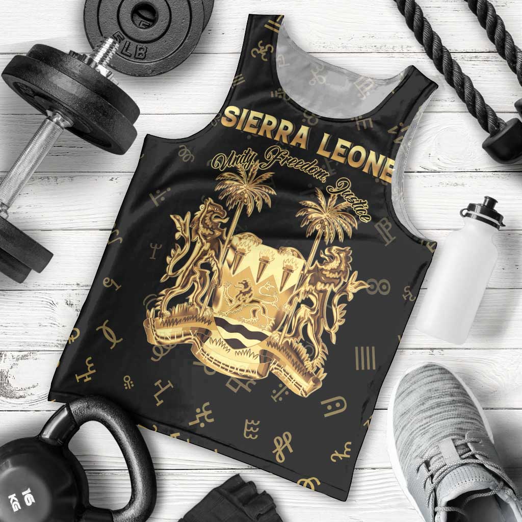 Personalized Sierra Leone Vai Syllabary Heritage Men Tank Top National Emblem Golden Style - Wonder Print Shop