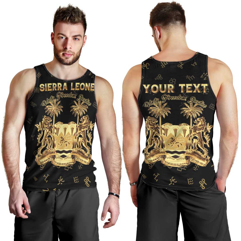 Personalized Sierra Leone Vai Syllabary Heritage Men Tank Top National Emblem Golden Style - Wonder Print Shop