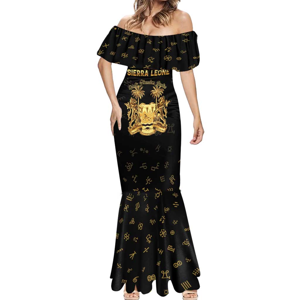 Personalized Sierra Leone Vai Syllabary Heritage Mermaid Dress National Emblem Golden Style - Wonder Print Shop
