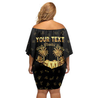 Personalized Sierra Leone Vai Syllabary Heritage Off Shoulder Short Dress National Emblem Golden Style - Wonder Print Shop