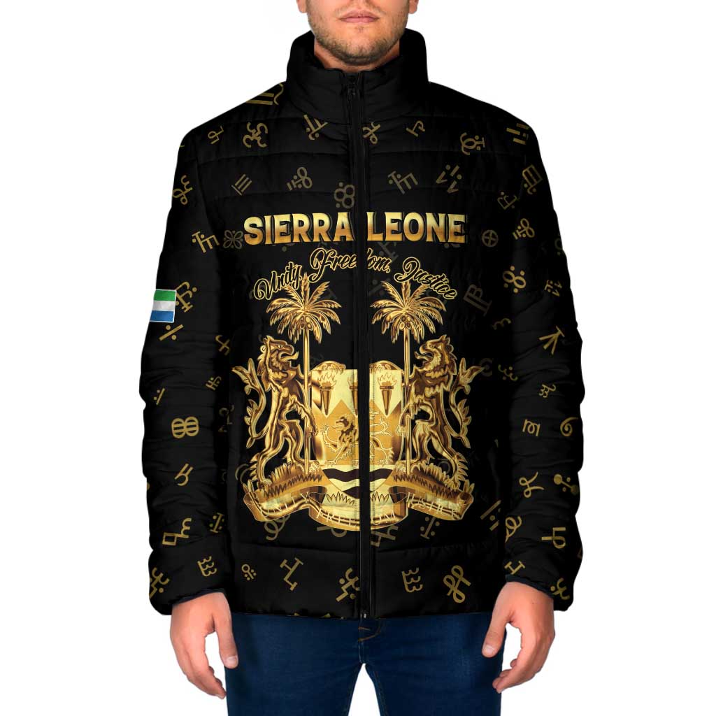 Personalized Sierra Leone Vai Syllabary Heritage Padded Jacket National Emblem Golden Style - Wonder Print Shop
