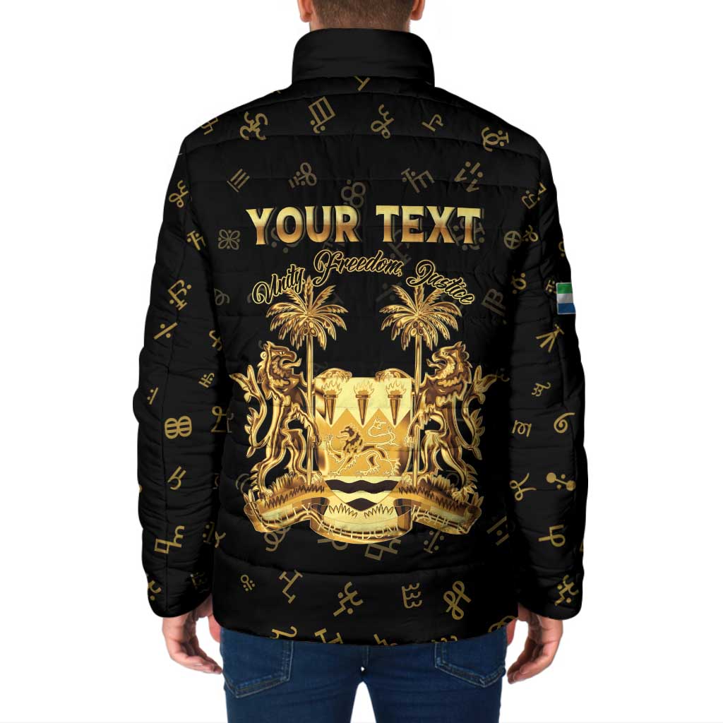 Personalized Sierra Leone Vai Syllabary Heritage Padded Jacket National Emblem Golden Style - Wonder Print Shop