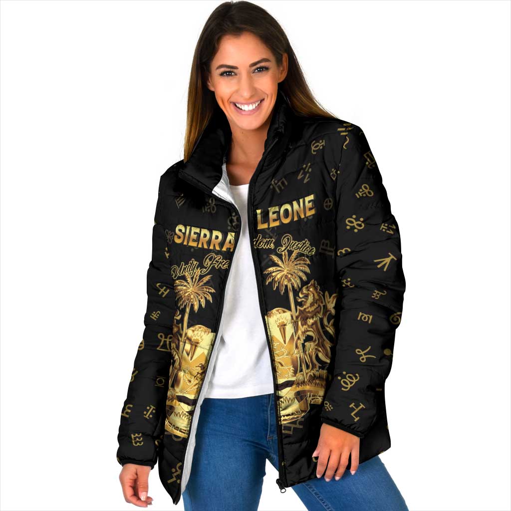 Personalized Sierra Leone Vai Syllabary Heritage Padded Jacket National Emblem Golden Style - Wonder Print Shop