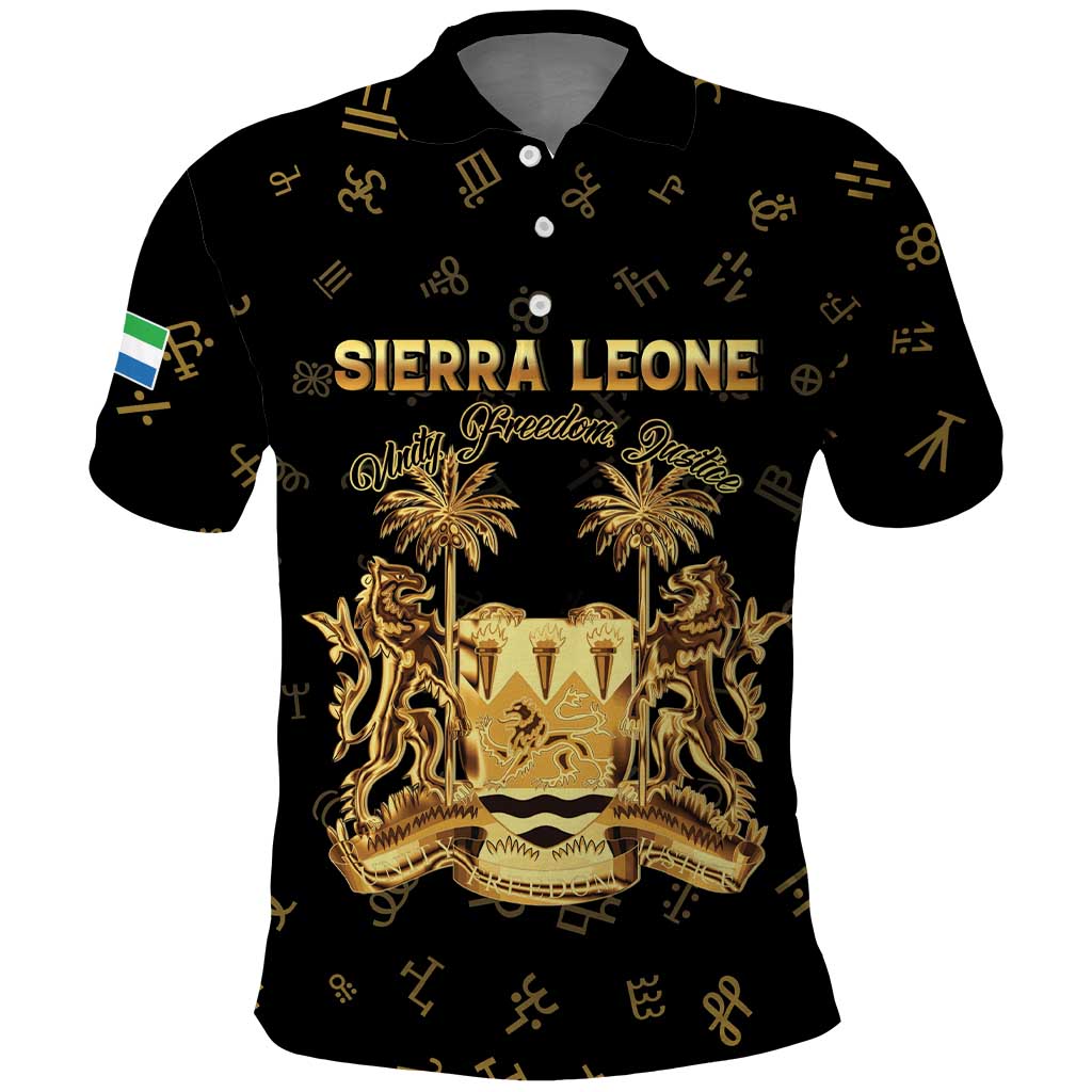 Personalized Sierra Leone Vai Syllabary Heritage Polo Shirt National Emblem Golden Style - Wonder Print Shop