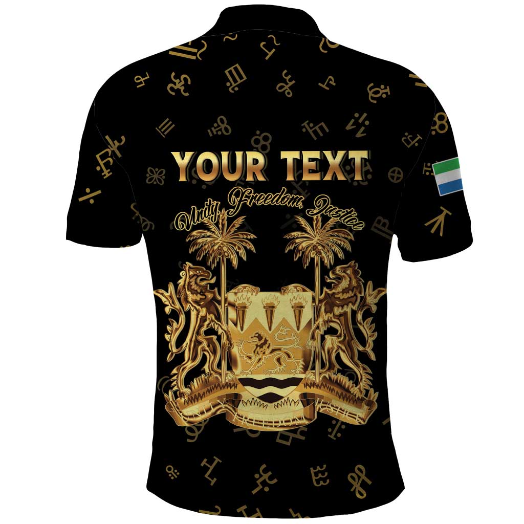 Personalized Sierra Leone Vai Syllabary Heritage Polo Shirt National Emblem Golden Style - Wonder Print Shop