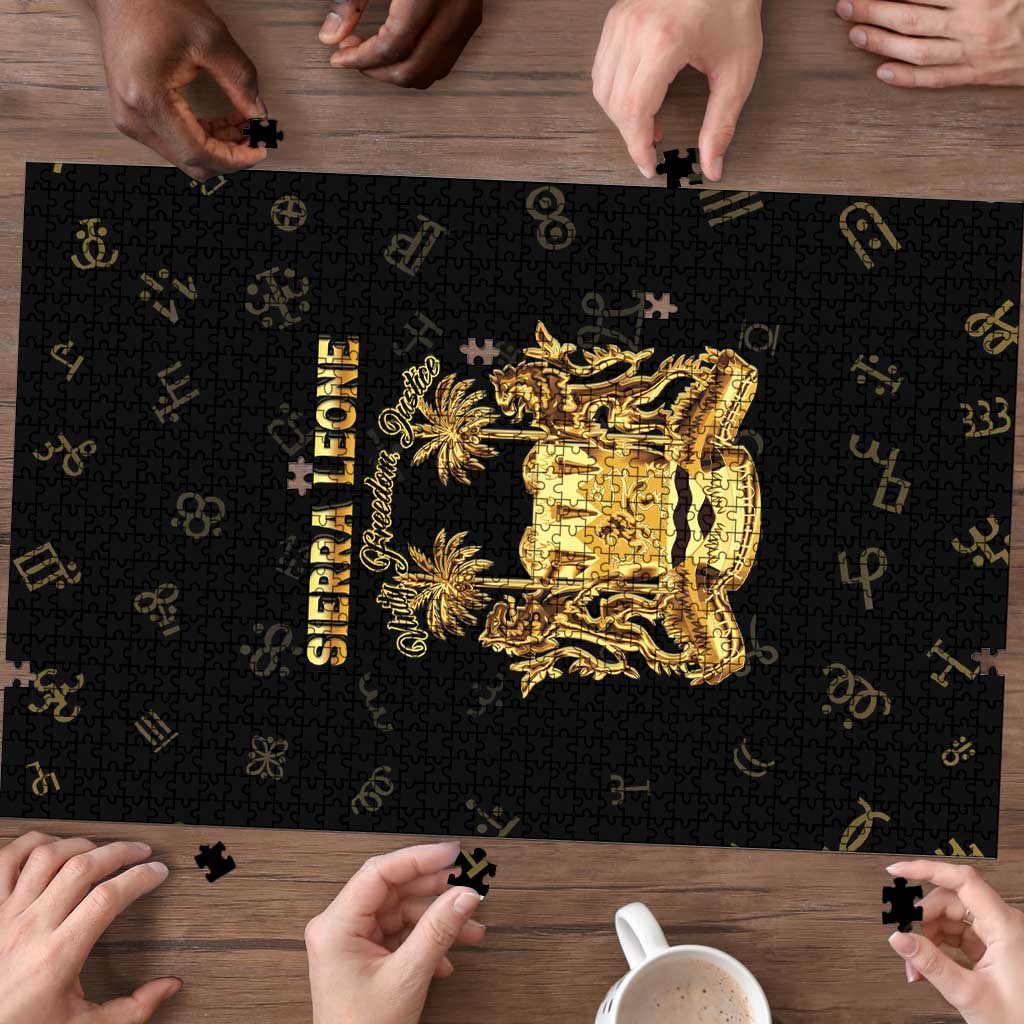Sierra Leone Vai Syllabary Heritage Puzzle National Emblem Golden Style - Wonder Print Shop