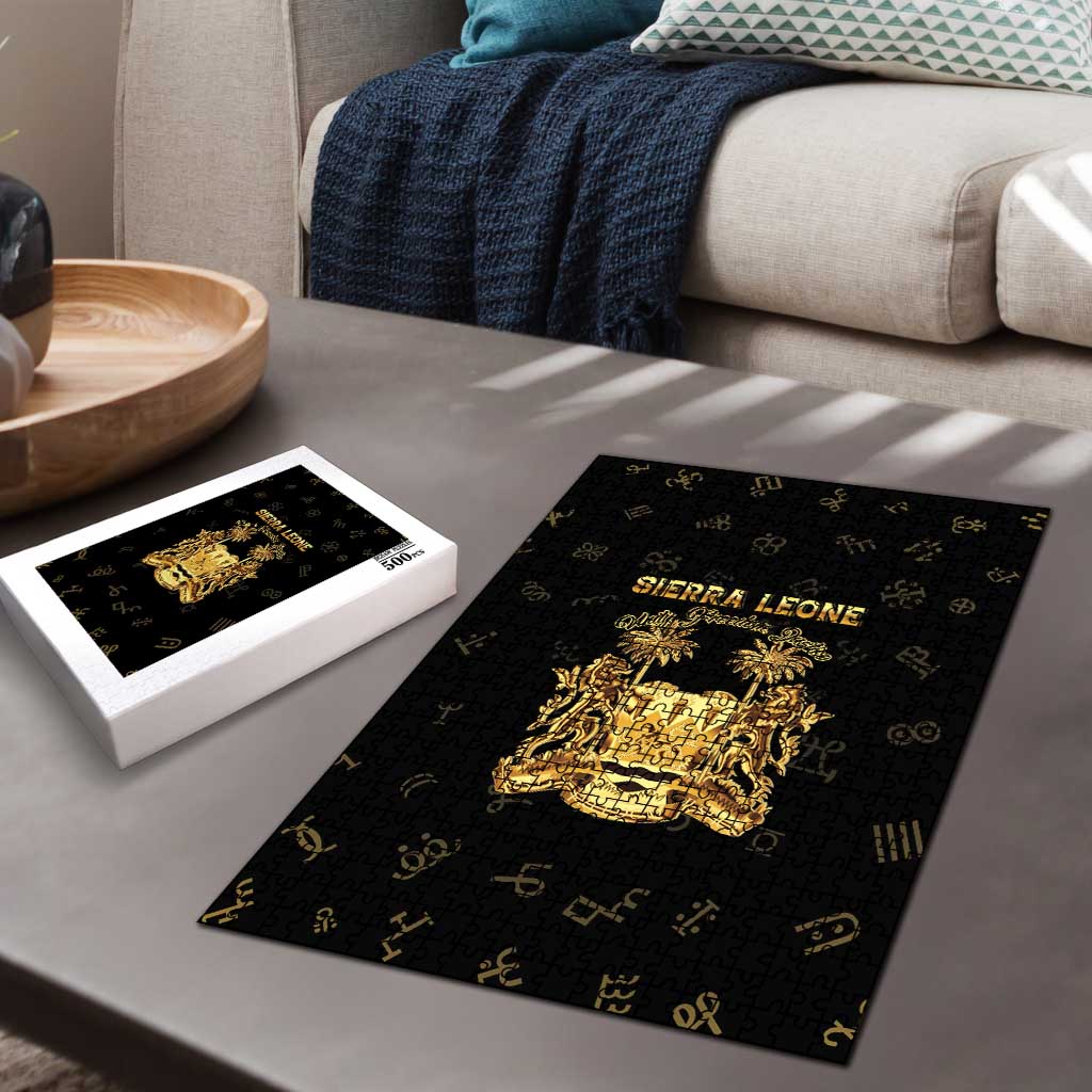 Sierra Leone Vai Syllabary Heritage Puzzle National Emblem Golden Style - Wonder Print Shop