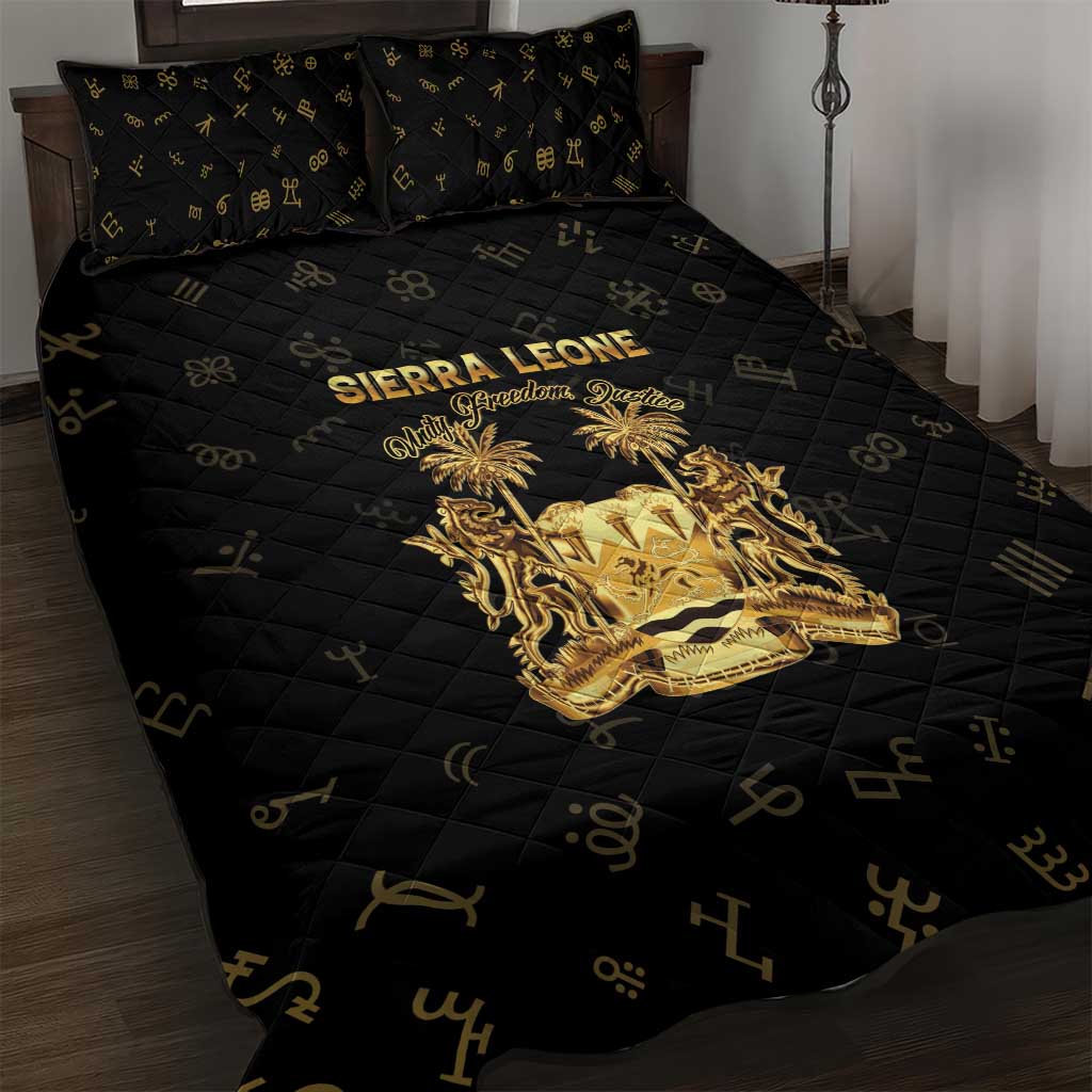 Sierra Leone Vai Syllabary Heritage Quilt Bed Set National Emblem Golden Style - Wonder Print Shop