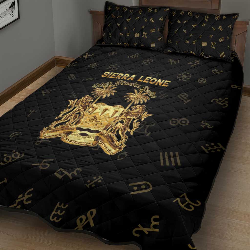 Sierra Leone Vai Syllabary Heritage Quilt Bed Set National Emblem Golden Style - Wonder Print Shop