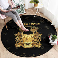 Sierra Leone Vai Syllabary Heritage Round Carpet National Emblem Golden Style - Wonder Print Shop