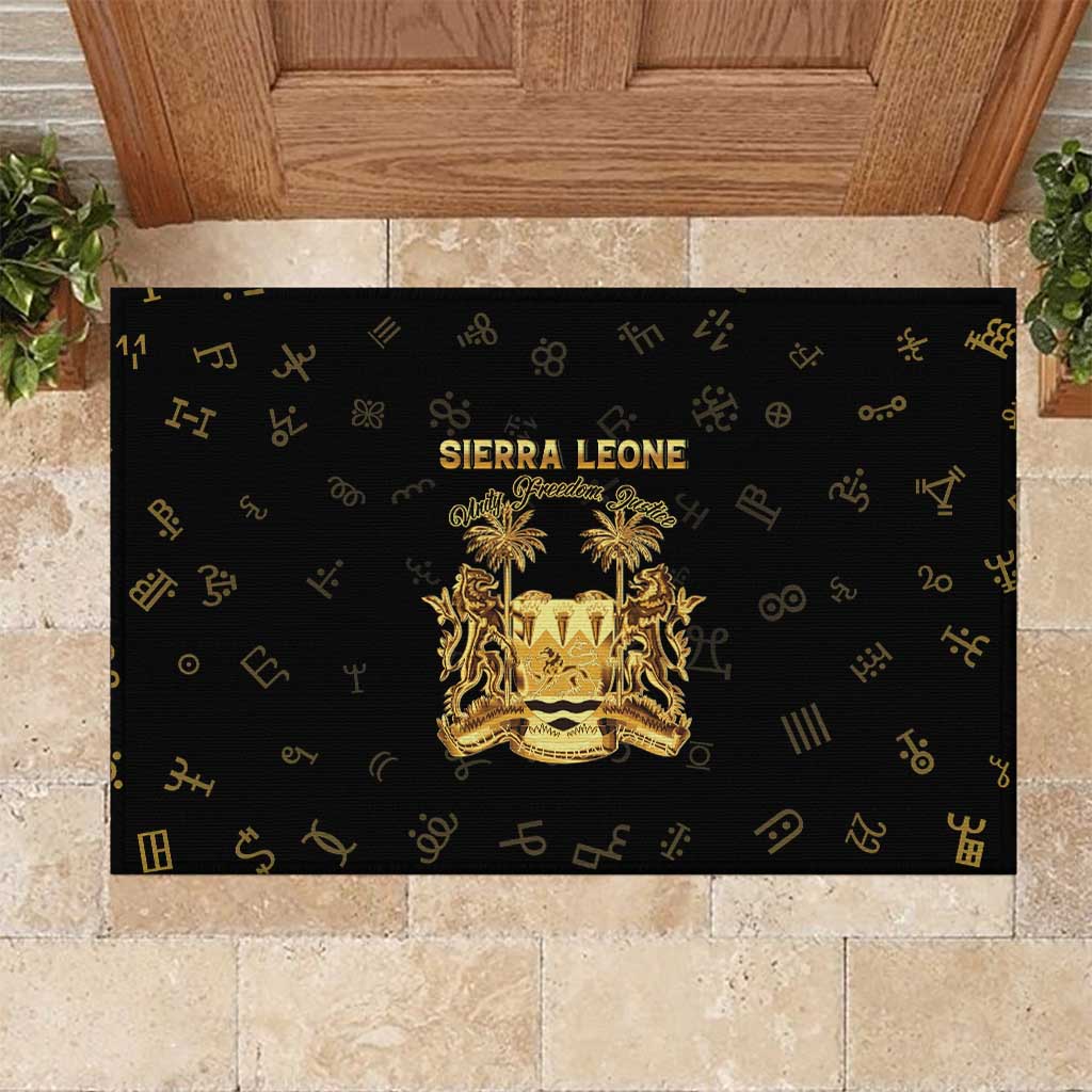 Sierra Leone Vai Syllabary Heritage Rubber Doormat National Emblem Golden Style - Wonder Print Shop