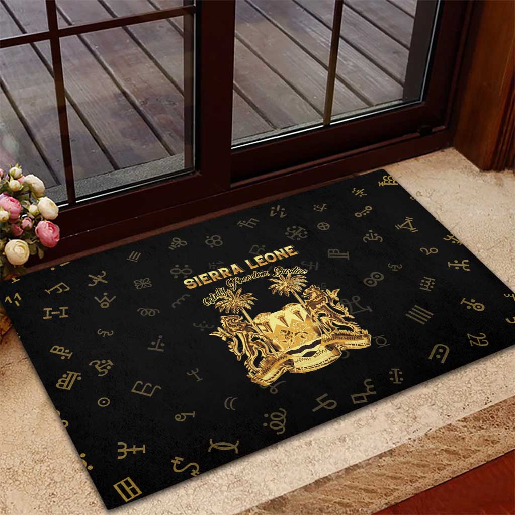 Sierra Leone Vai Syllabary Heritage Rubber Doormat National Emblem Golden Style - Wonder Print Shop