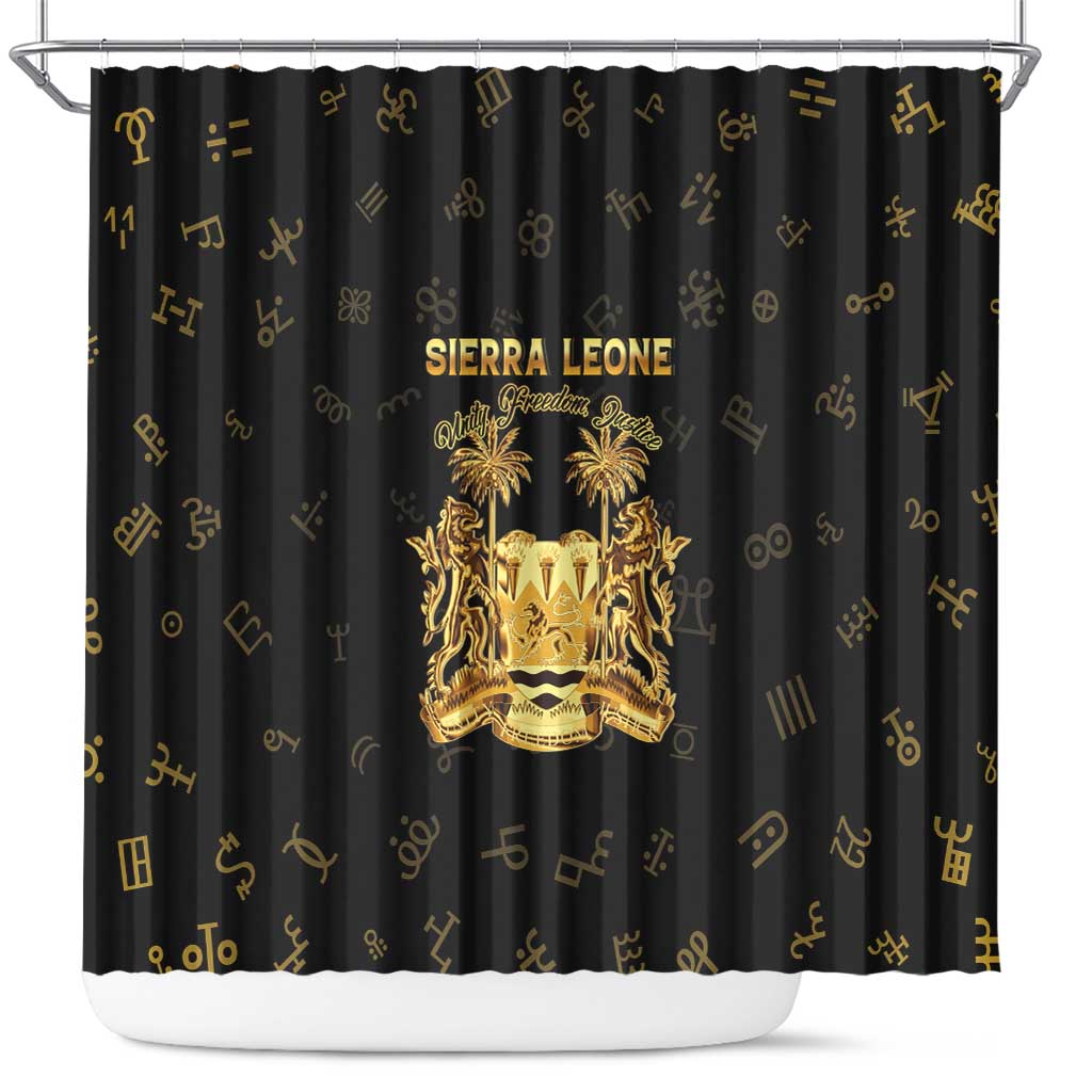 Sierra Leone Vai Syllabary Heritage Shower Curtain National Emblem Golden Style - Wonder Print Shop