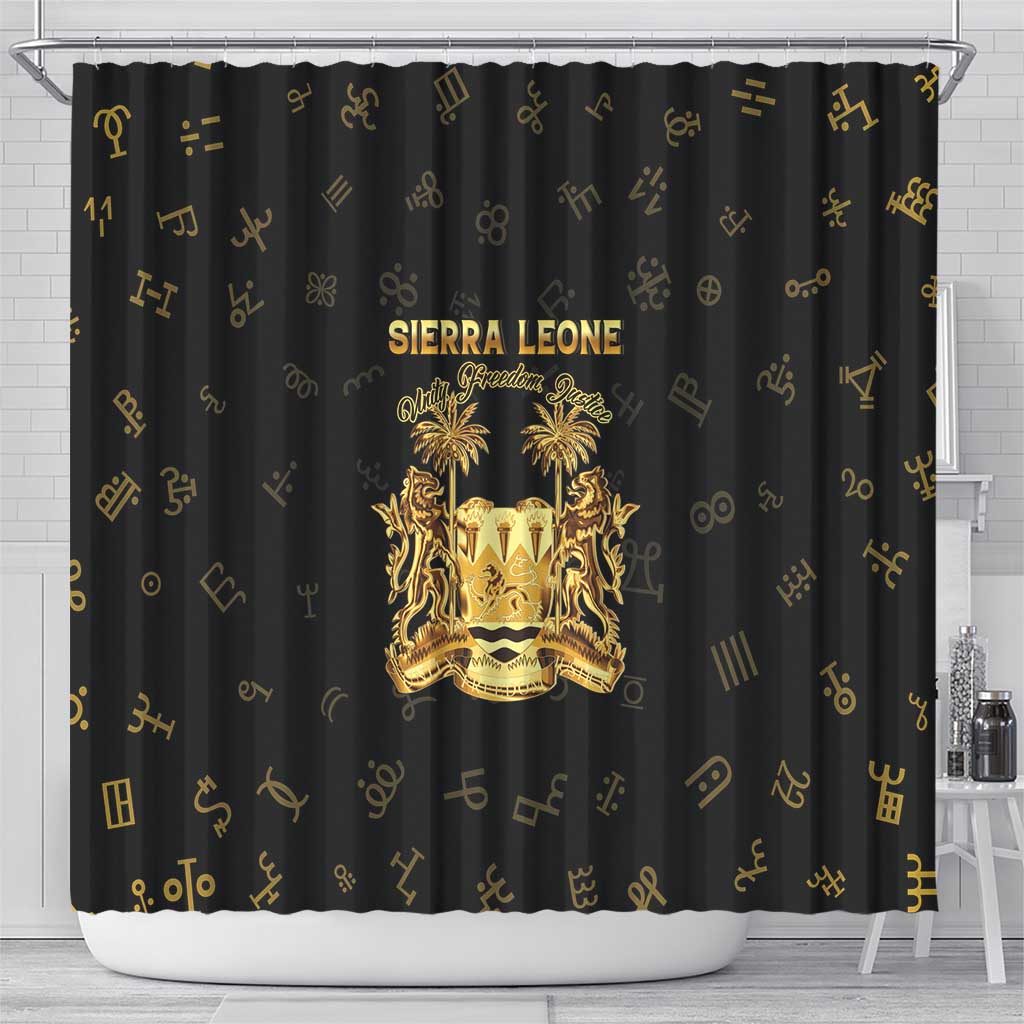 Sierra Leone Vai Syllabary Heritage Shower Curtain National Emblem Golden Style - Wonder Print Shop