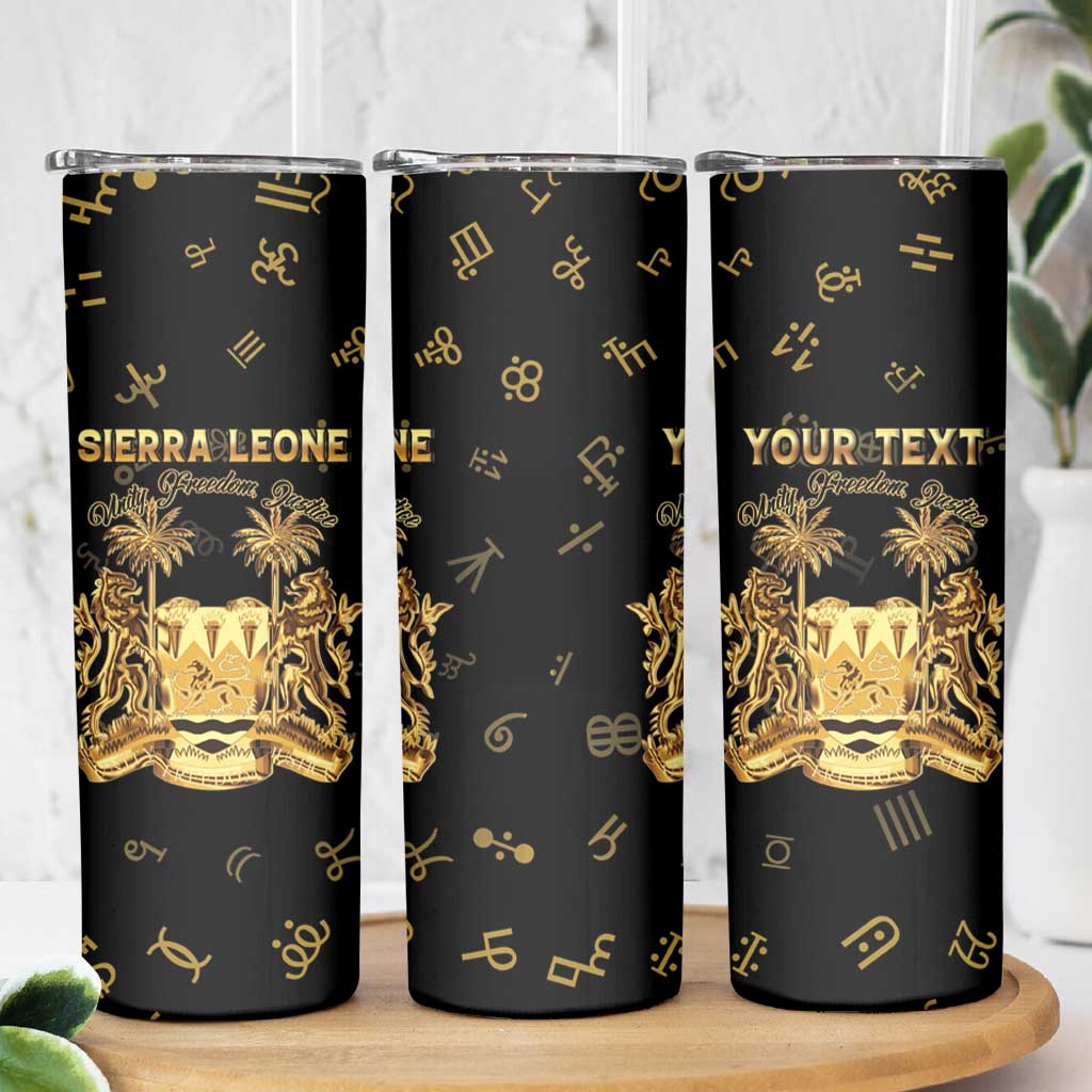 Personalized Sierra Leone Vai Syllabary Heritage Skinny Tumbler National Emblem Golden Style - Wonder Print Shop