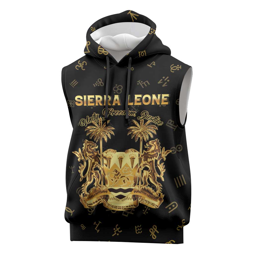 Personalized Sierra Leone Vai Syllabary Heritage Sleeveless Hoodie National Emblem Golden Style - Wonder Print Shop