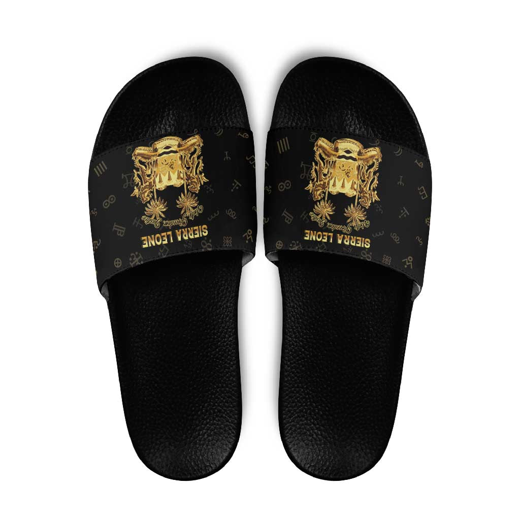 Sierra Leone Vai Syllabary Heritage Slide Sandals National Emblem Golden Style - Wonder Print Shop