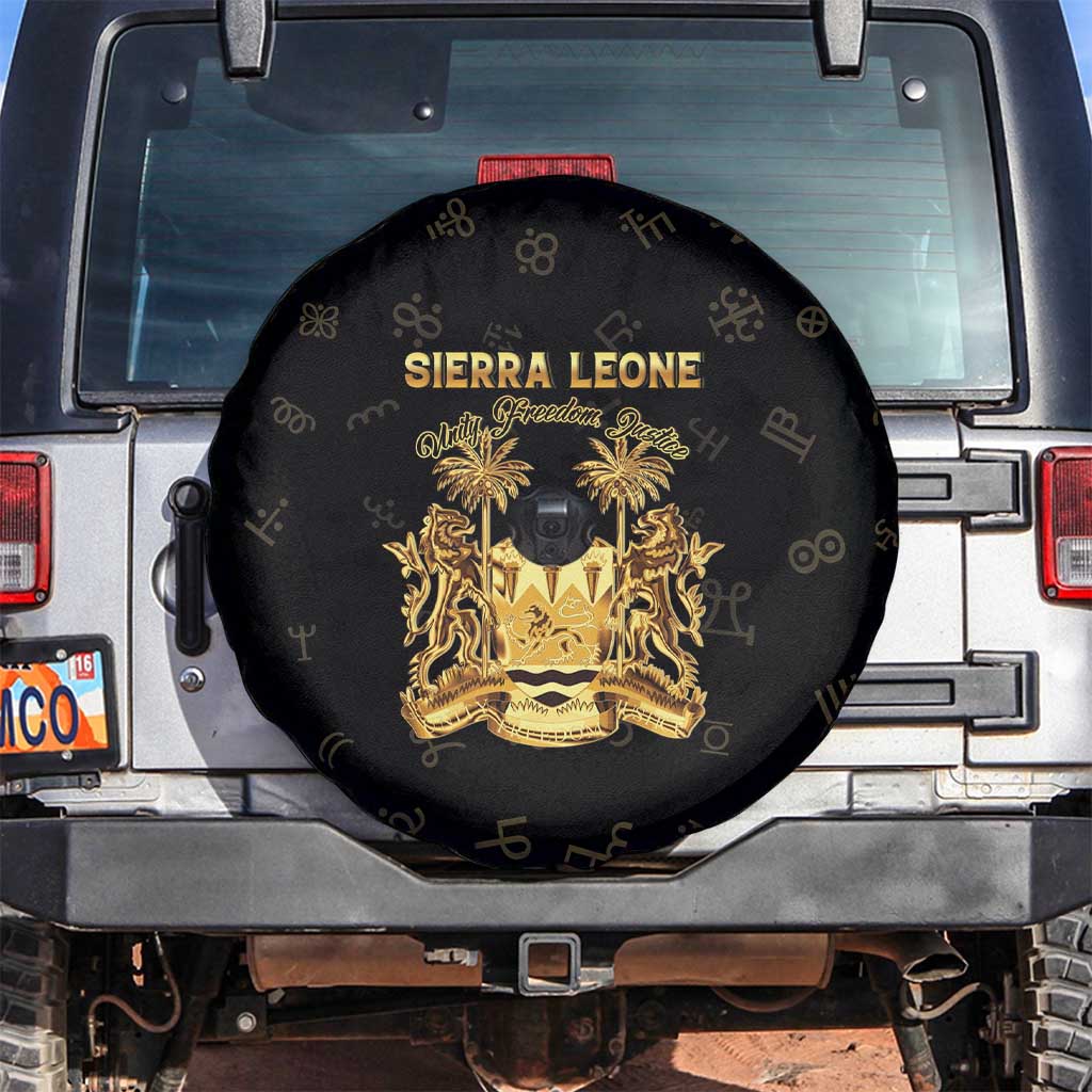 Sierra Leone Vai Syllabary Heritage Spare Tire Cover National Emblem Golden Style - Wonder Print Shop