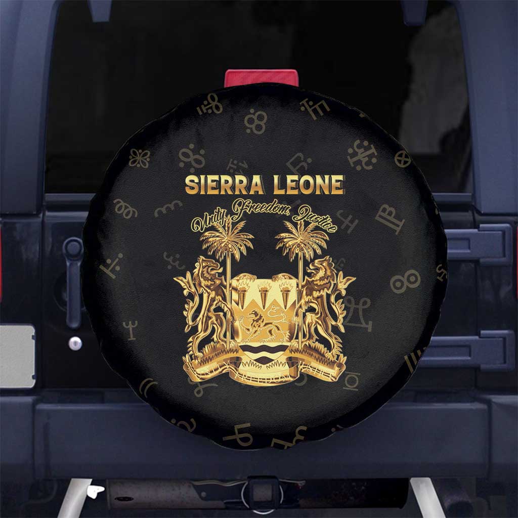 Sierra Leone Vai Syllabary Heritage Spare Tire Cover National Emblem Golden Style - Wonder Print Shop